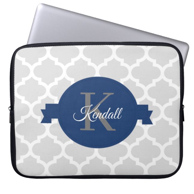 Blue Quatrefoil Personlig Laptop Fodral (Framsidan)