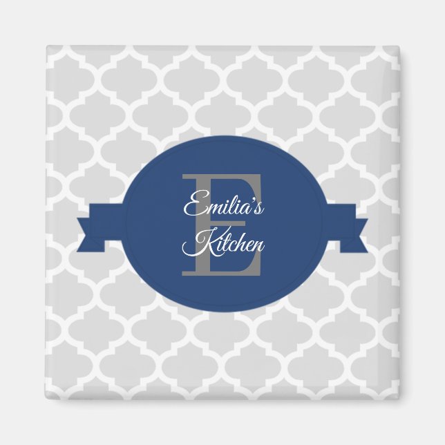 Blue Quatrefoil Personlig Magnet (Framsidan)