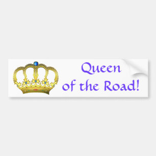 Blue Queen of the Road Bumper Sticker Bildekal