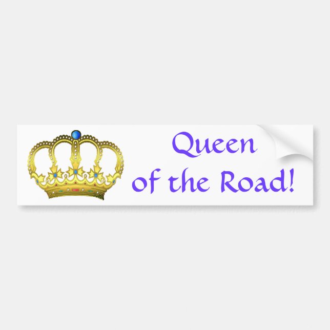 Blue Queen of the Road Bumper Sticker Bildekal (Framsidan)