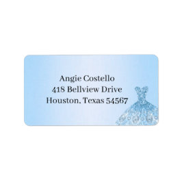 Blue Quenceanera Return address labels Adressetikett