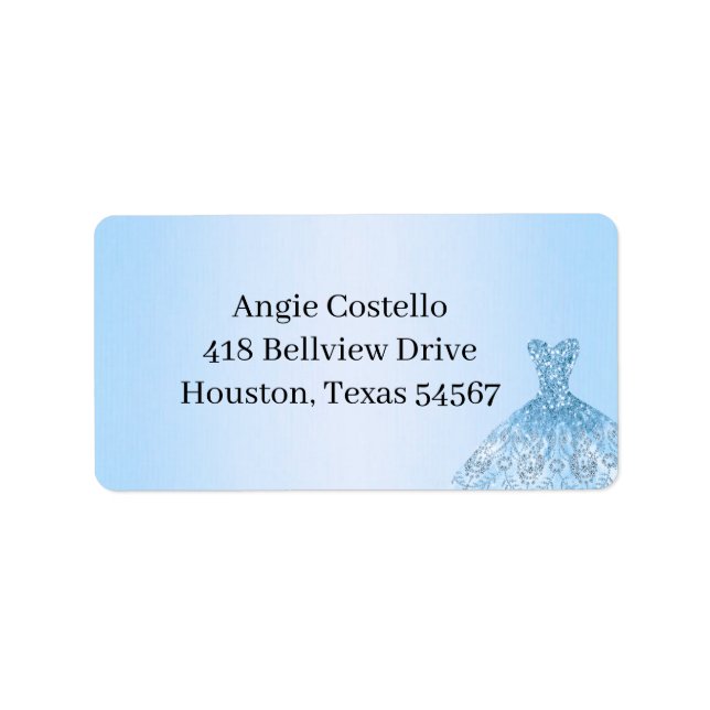 Blue Quenceanera Return address labels Adressetikett (Framsidan)