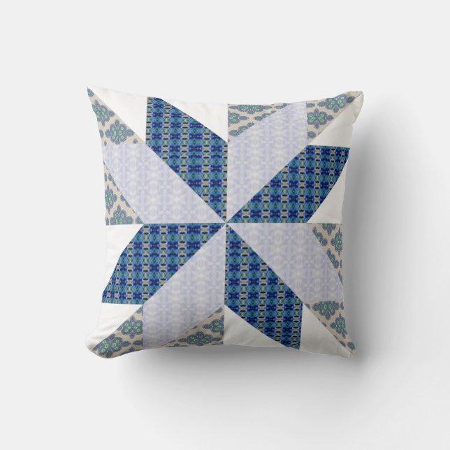 Blue Quilt Stil Pillow Kudde (Framsida)