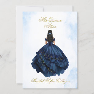 Blue Quinceanera-inbjudan på spanska Inbjudningar