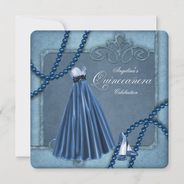 Blue Quinceanera Inbjudningar (Framsida)