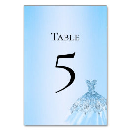 Blue Quinceanera Table Number Card Bordsnummer