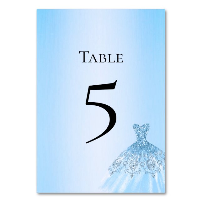 Blue Quinceanera Table Number Card Bordsnummer (Framsidan)