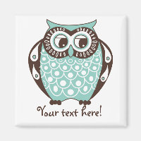 Blue Quirky Tawny Uggla Anpassade Magnet