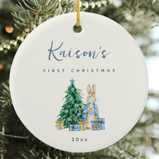 Blue Rabbit Babys Första jul Ceramic Ornamic Julgransprydnad Keramik