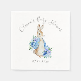 Blue Rabbit Boy Baby Shower Napkins Pappersservett
