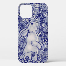 Blue Rabbit Bunny Blommigt Delft Dedham Animal
