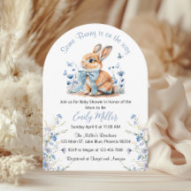 Blue Rabbit Bunny Wildblomme Baby Shower