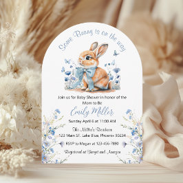 Blue Rabbit Bunny Wildblomme Baby Shower Inbjudningar