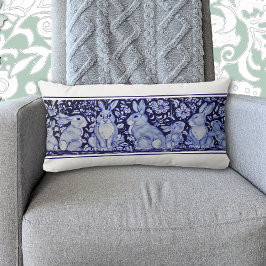Blue Rabbit Woodland Bird Bunny Delft Dedham Lumbarkudde