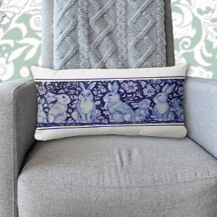 Blue Rabbit Woodland Bird Bunny Delft Dedham Lumbarkudde