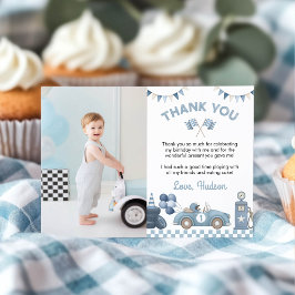 Blue Race Car Boy Birthday Party Photo Tack Kort