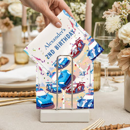 Blue Race Car Two Fast Birthday Pappersservett