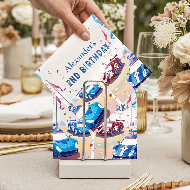 Blue Race Car Two Fast Birthday Pappersservett (Skapare uppladdad)