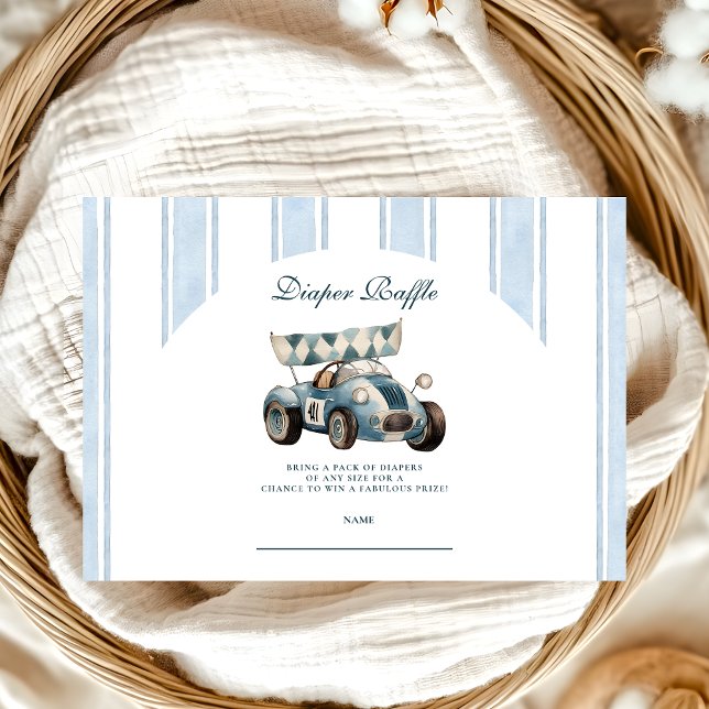 Blue Racer Baby Shower Diapper Raffle Tilläggskort (Skapare uppladdad)