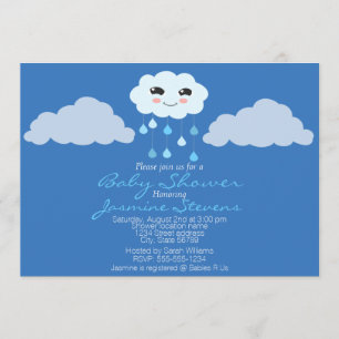 Blue Rain Cloud Baby Shower Inbjudningar