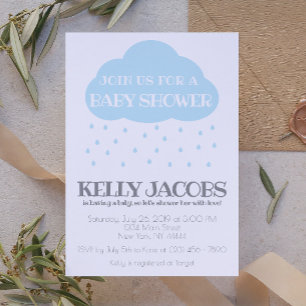 Blue Rain-molnet Baby Shower med inbjudan till Kär