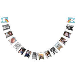 Blue Rainbow Baby 1:a födelsedagsfoto Vimplar