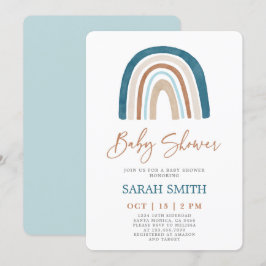 Blue Rainbow Baby Shower Boy Inbjudningar