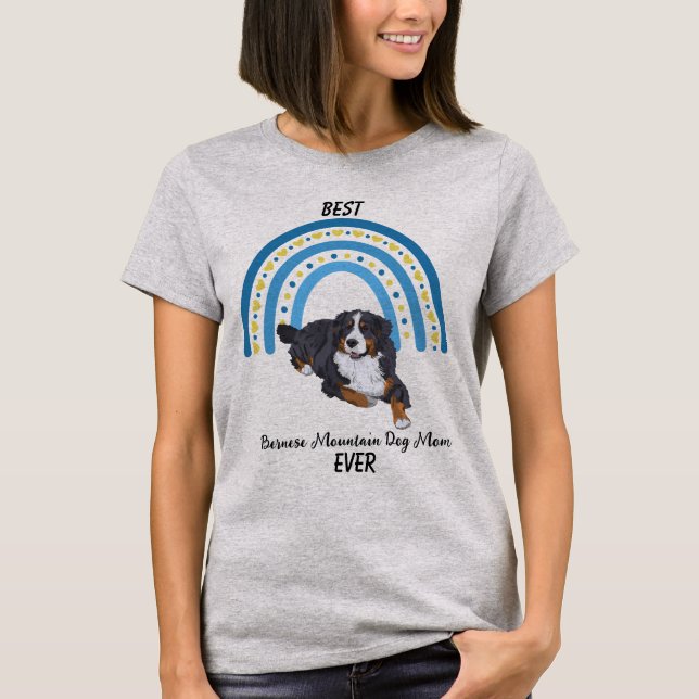 Blue Rainbow Best Bernese Mountain Hund Mamma T-Sh T Shirt (Framsida)