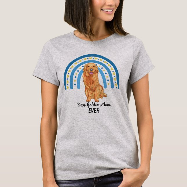 Blue Rainbow Best Golden Hund Mamma T-Shirt (Framsida)