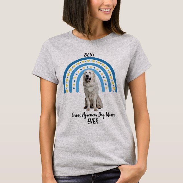 Blue Rainbow Best Underbar Pyrenees Hund Mamma T Shirt (Framsida)