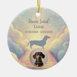 Blue Rainbow Bridge Dachshund Memorial Ornament