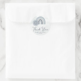 Blue Rainbow Dusty Blue Boho Baby Shower Runt Klistermärke