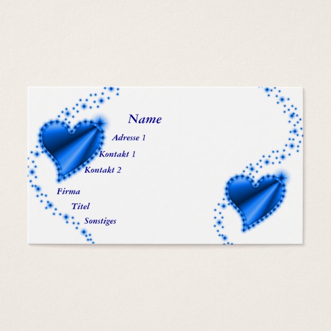 Blue Rainbow Heart med stjärnor Visitkort (Framsidan)