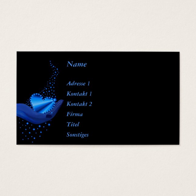 Blue Rainbow Heart med stjärnor Visitkort (Framsidan)