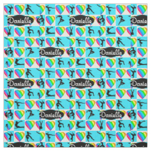 BLUE RAINBOW HEART PERSONLIG GYMNAST FABRIC TYG