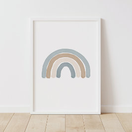 Blue Rainbow Neutralt Boy Nursery Decor Poster