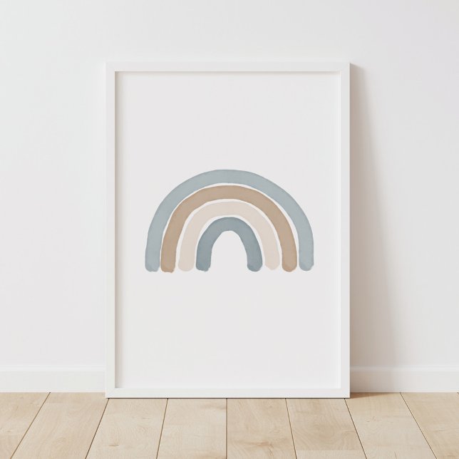 Blue Rainbow Neutralt Boy Nursery Decor Poster (Skapare uppladdad)