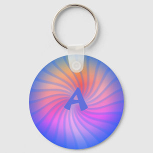 Blue Rainbow Spiral - Anpassade Nyckelring