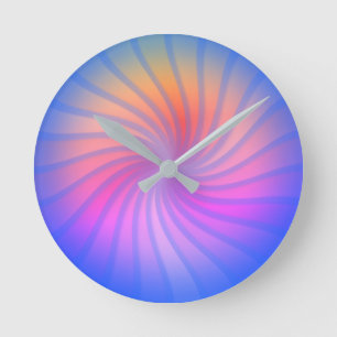 Blue Rainbow Spiral Rund Klocka