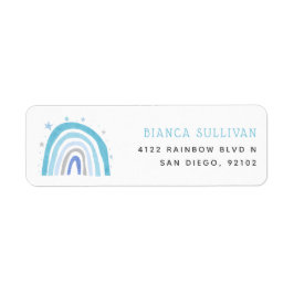Blue Rainbow Stars Returadress Etikett
