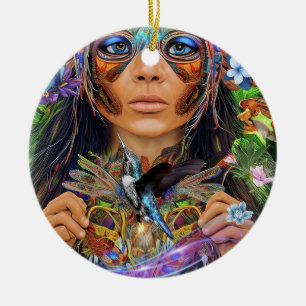 Blue Rainforest Woman Julgransprydnad Keramik