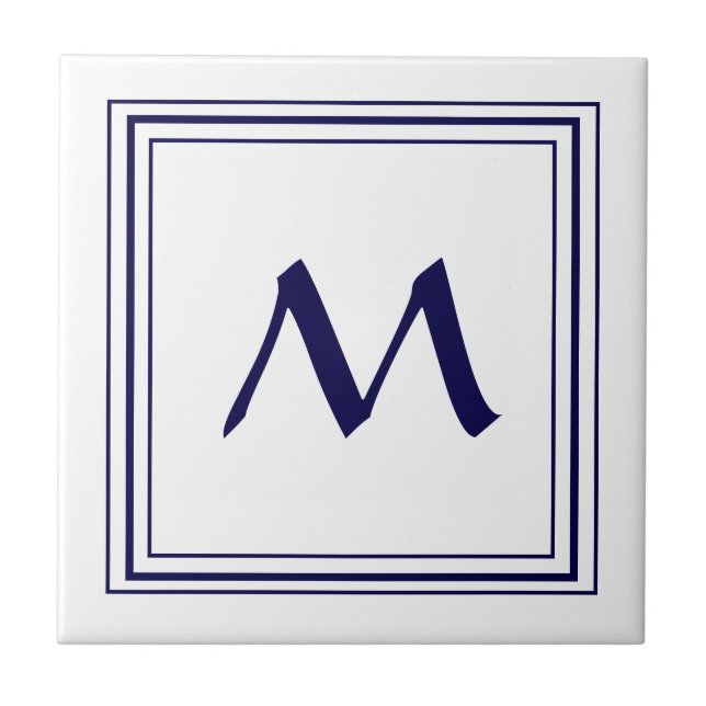 Blue Ram Monogram Brev M Minimalistic Kakelplatta (Framsidan)