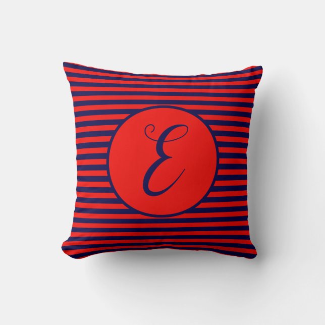 Blue Ram Monogram Brev Rand Cushion Kudde (Framsida)
