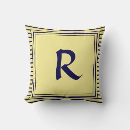 Blue Ram Monogram Brev Rand Cushion Kudde