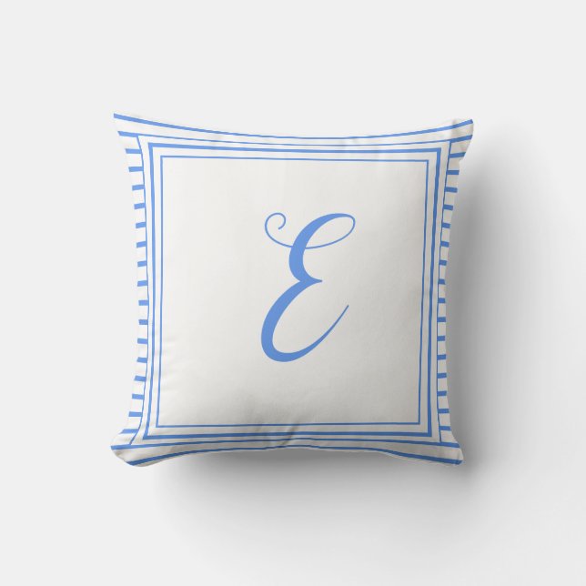 Blue Ram Monogram Brev Rand Cushion Kudde (Framsida)