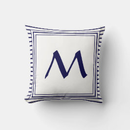 Blue Ram Monogram Brev Rand Cushion Kudde