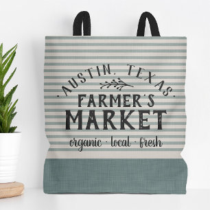 Blue Rand Anpassningsbar Farmer Market Tygkasse