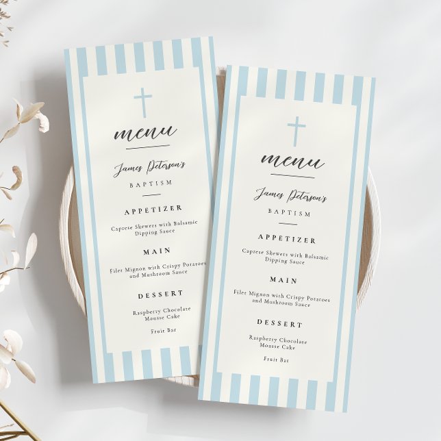 Blue Rand Baptism Flat Menu Meny (Skapare uppladdad)
