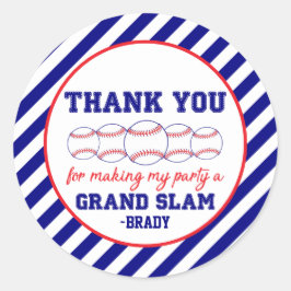 Blue Rand Baseball Födelsedagsfest Tack Runt Klistermärke