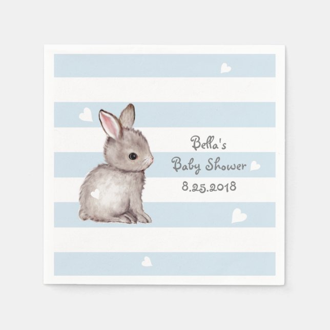 Blue Rand Bunny Baby Shower Pappersservett (Framsidan)